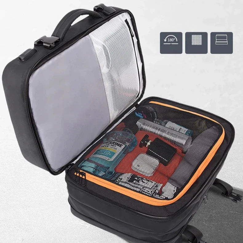 Mochila de Viagem com carregador USB Expansível para Homens, Mala para Viajem Grande Capacidade, Impermeável, Para Laptop até 17.3 Polegadas - BrasBest