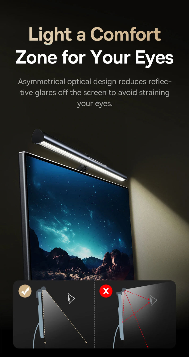 Luz LED para Monitor Baseus - magnética suspensa para tela de computador, mesa, laptop, mesa, Luz para Estudo, Laptop, USB. - BrasBest