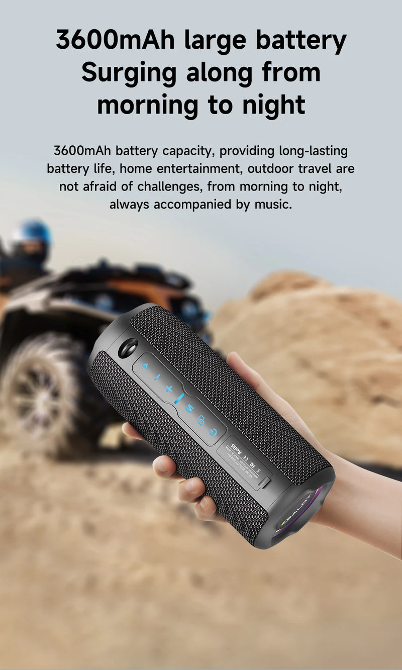 Caixa de Som Bluetooth Portátil, Caixa de Som Poderosa, Bass Boost, Emparelhamento Duplo, Altifalante Sem Fio Verdadeiro, IPX6 Impermeável, S49PRO, 20W - BrasBest