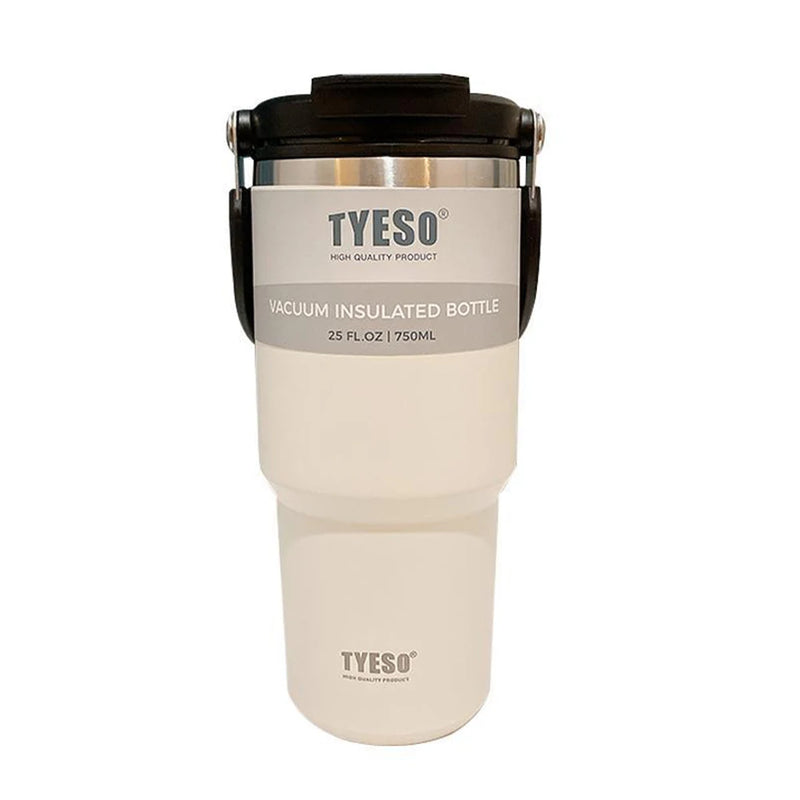 Copo termico Tumbler com Alça Tyeso  e Porta-Copos de Silicone - Caneca de Aço Inoxidável com Isolamento Térmico a Vácuo para Armazenamento a Frio