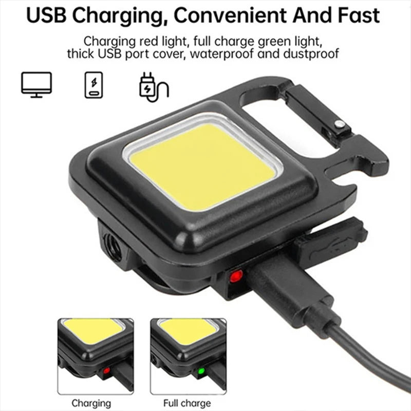 Lanterna portátil USB Luz forte, recarregável LED Chaveiro, Pocket Clip, lanterna, trabalho ao ar livre, caminhadas, pesca, Camping - BrasBest