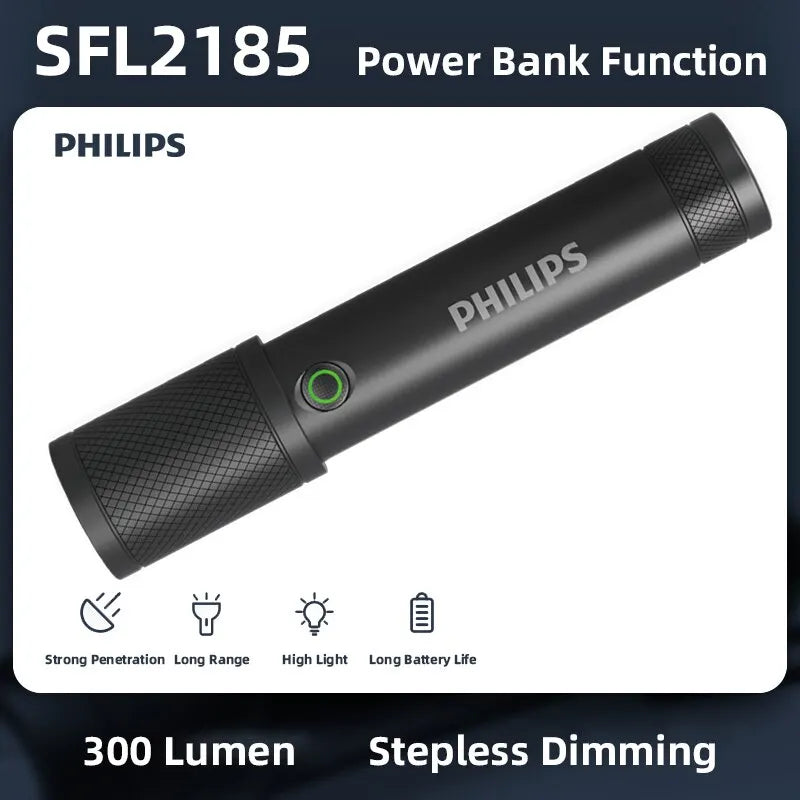 Lanterna LED Philips Com USB Bateria Recarregável 4 Modos de Iluminação - BrasBest