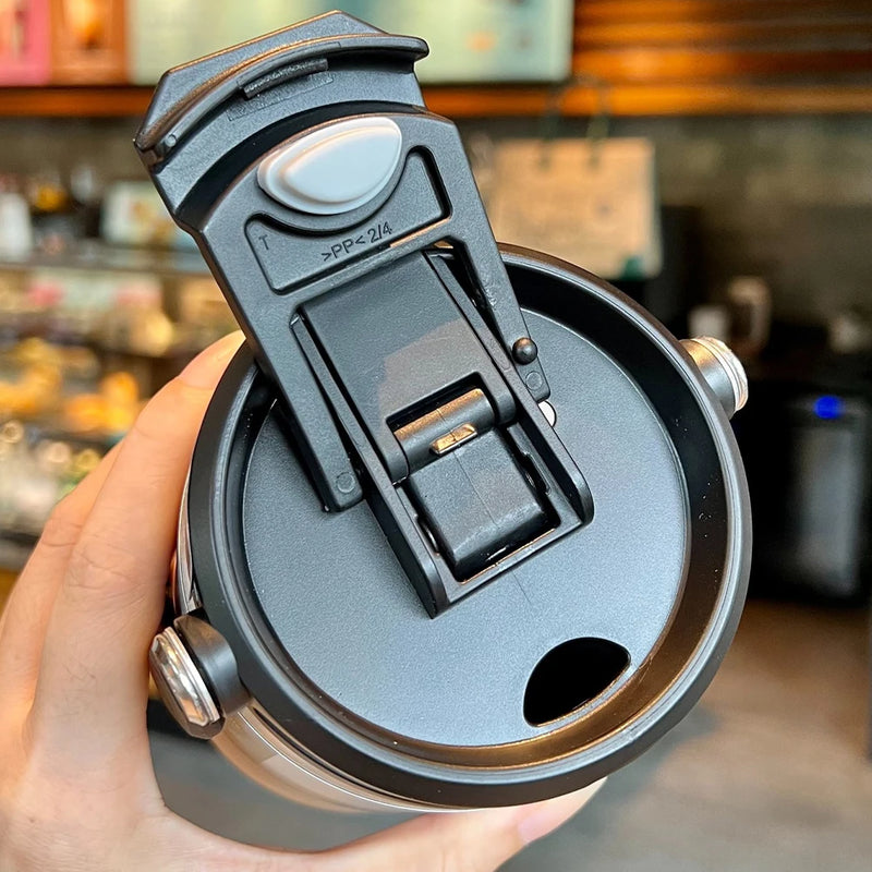 Copo termico Tumbler com Alça Tyeso  e Porta-Copos de Silicone - Caneca de Aço Inoxidável com Isolamento Térmico a Vácuo para Armazenamento a Frio