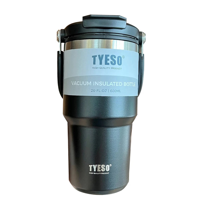 Copo termico Tumbler com Alça Tyeso  e Porta-Copos de Silicone - Caneca de Aço Inoxidável com Isolamento Térmico a Vácuo para Armazenamento a Frio