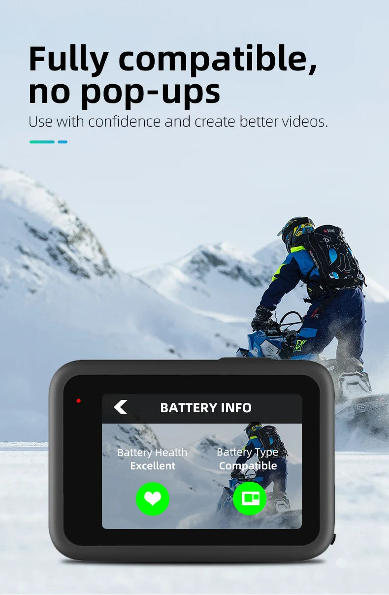 CARREGADOR DE BATERIA GOPRO 12 TELESIN, com Leitor de Cartão TF, Silicone, Anti-Queda, Impermeável, 3 Slot, 1750mAh Bateria, GoPro Hero 9, 10, 11, 12 - BrasBest
