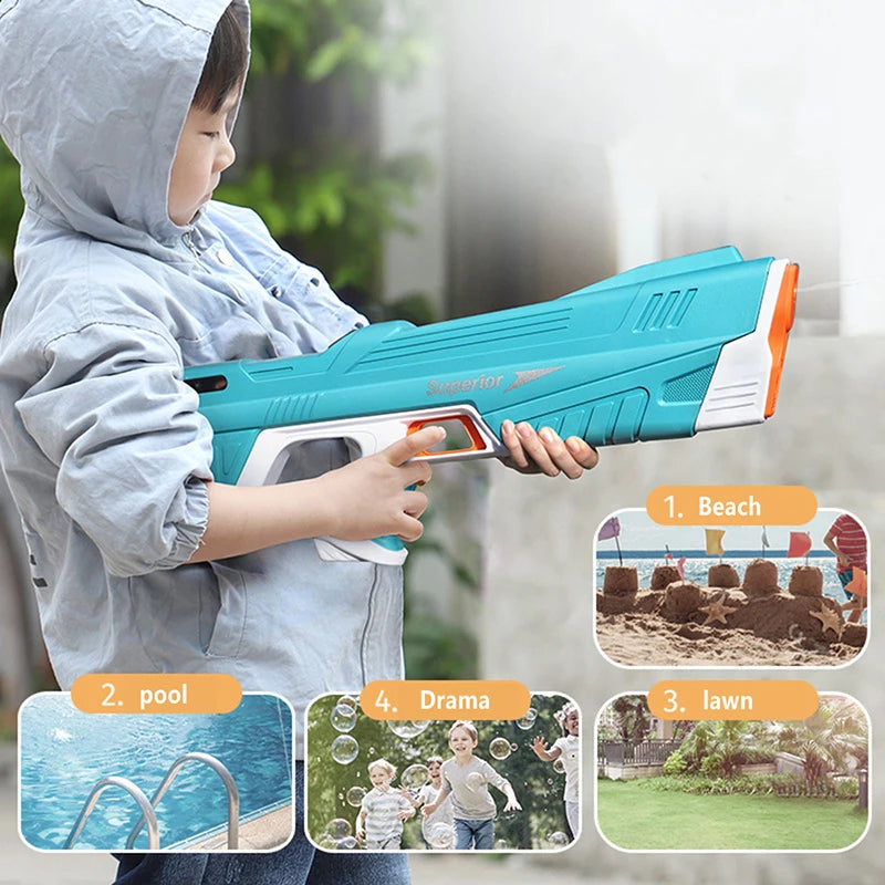 Pistola De Água Elétrica Totalmente Automática, Brinquedo De Tiro, Absorção De Água, Praia, Ao Ar Livre, Brinquedos De Luta para Crianças e Adultos - BrasBest