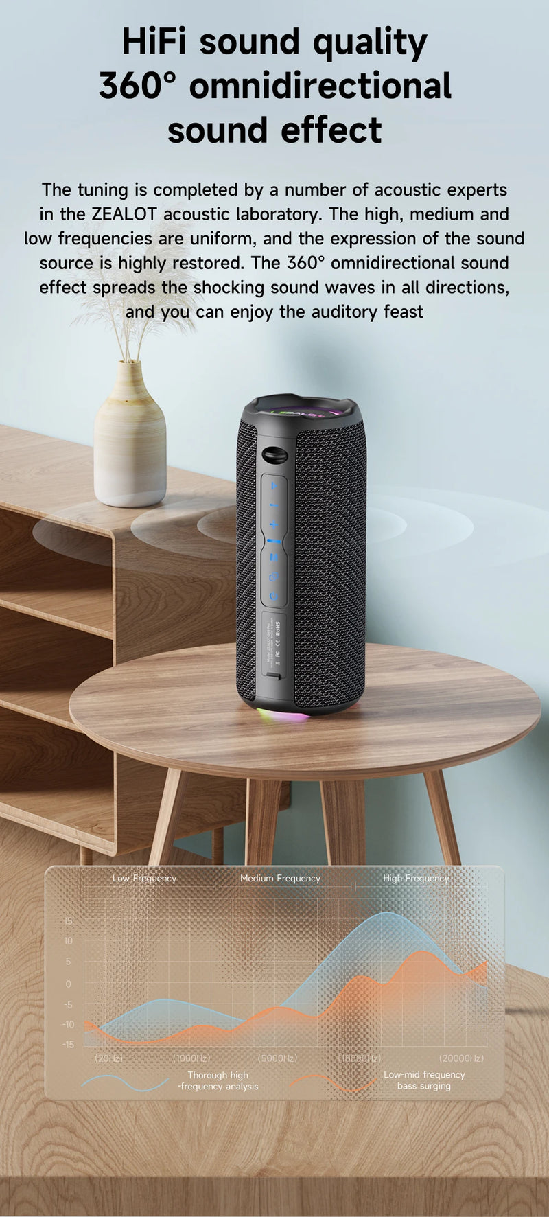 Caixa de Som Bluetooth Portátil, Caixa de Som Poderosa, Bass Boost, Emparelhamento Duplo, Altifalante Sem Fio Verdadeiro, IPX6 Impermeável, S49PRO, 20W - BrasBest