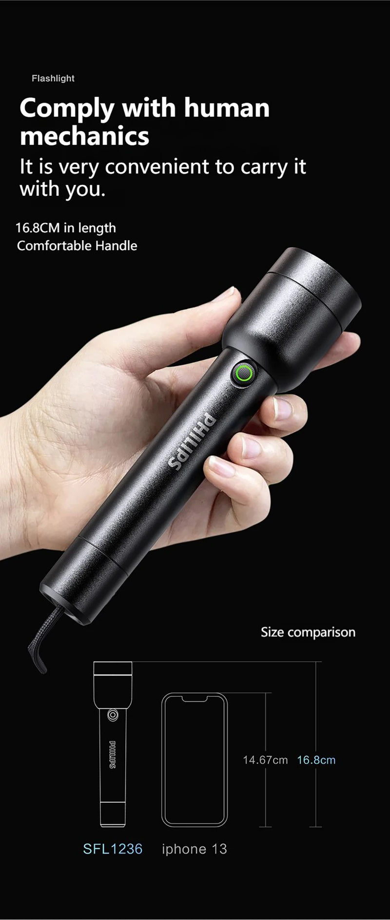 Lanterna LED Philips Com USB Bateria Recarregável 4 Modos de Iluminação - BrasBest
