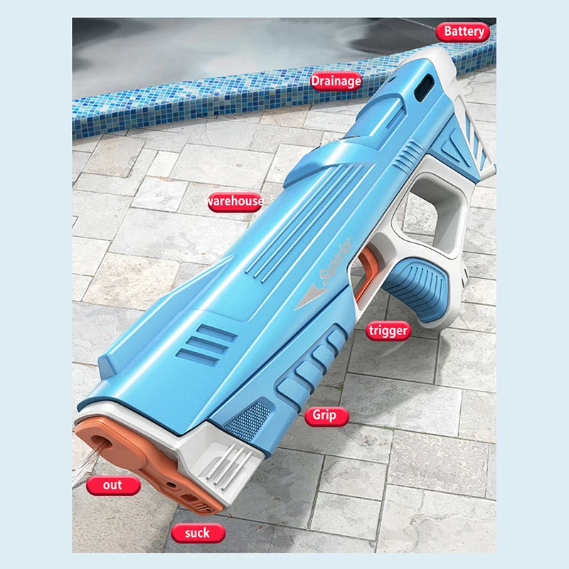 Pistola De Água Elétrica Totalmente Automática, Brinquedo De Tiro, Absorção De Água, Praia, Ao Ar Livre, Brinquedos De Luta para Crianças e Adultos - BrasBest