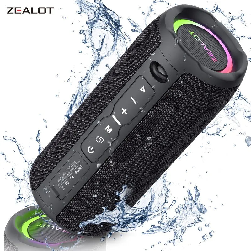 Caixa de Som Bluetooth Portátil, Caixa de Som Poderosa, Bass Boost, Emparelhamento Duplo, Altifalante Sem Fio Verdadeiro, IPX6 Impermeável, S49PRO, 20W - BrasBest