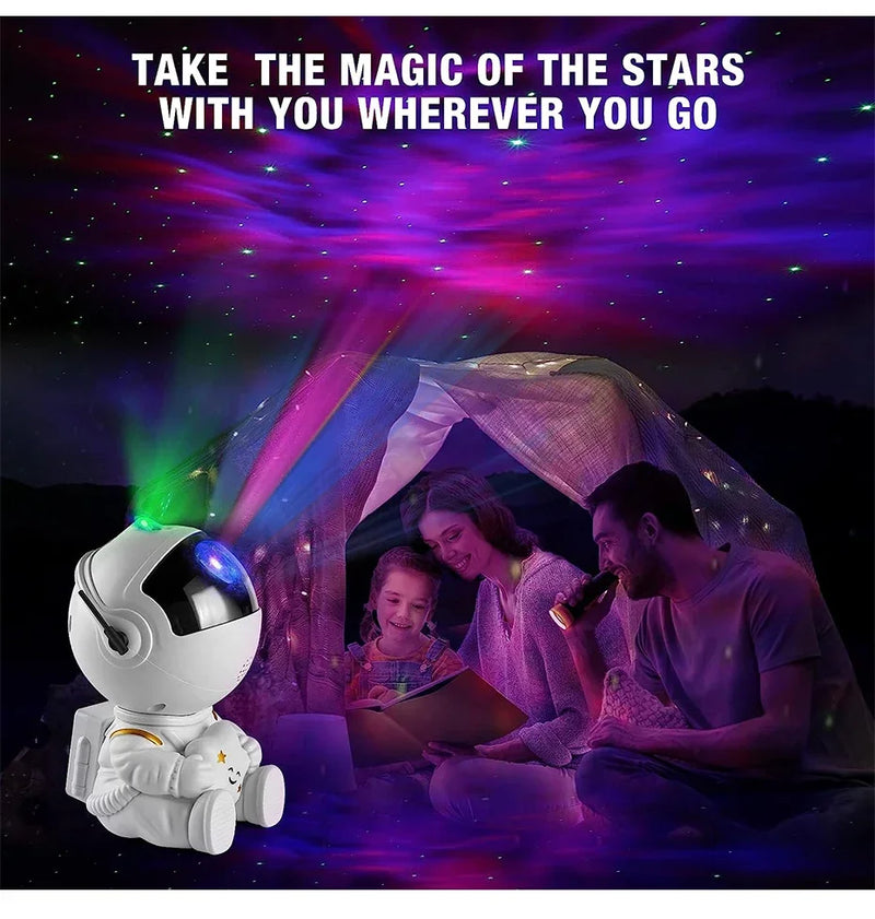 Lâmpada de astronauta com luz noturna de céu estrelado, projetor Galaxy Star