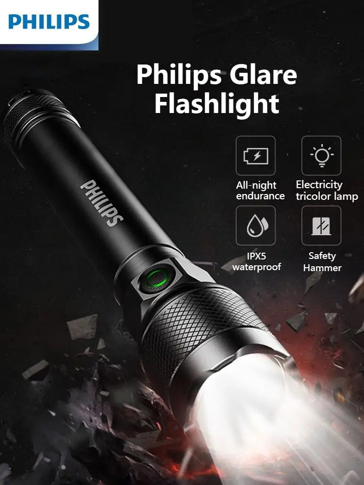 Lanterna LED Philips Com USB Bateria Recarregável 4 Modos de Iluminação - BrasBest