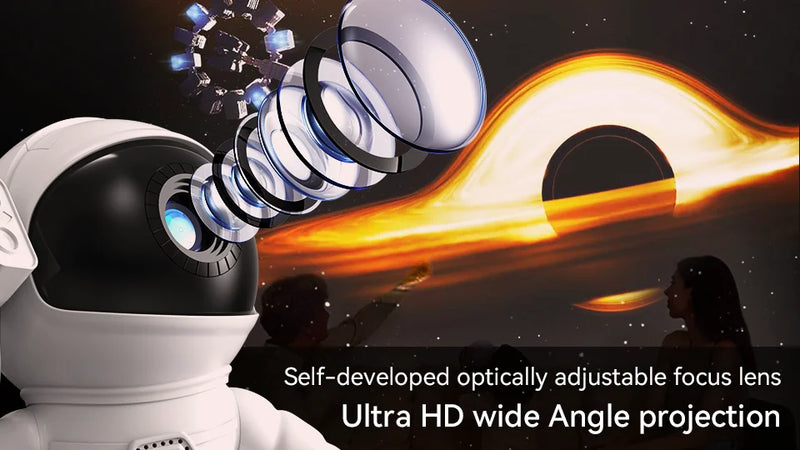 Foguete Astronauta Projetor de Galáxia, Lâmpada de Luz Noturna, 13 Peças de Filme, Projetor Sky, Rotação 360 °, Planetário para Crianças - BrasBest