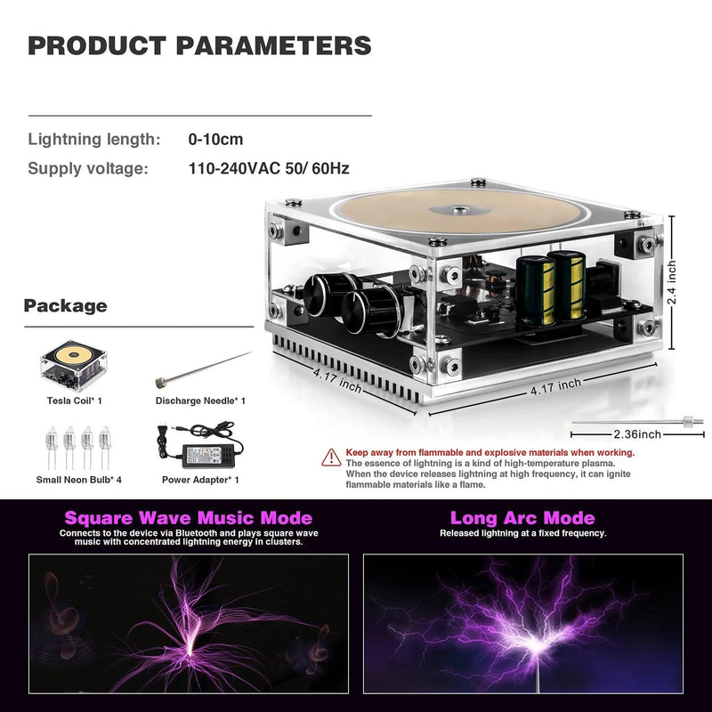 Alto-falante Tesla Music Coil, multifuncional com Iluminação e Transmissão Sem Fio - BrasBest