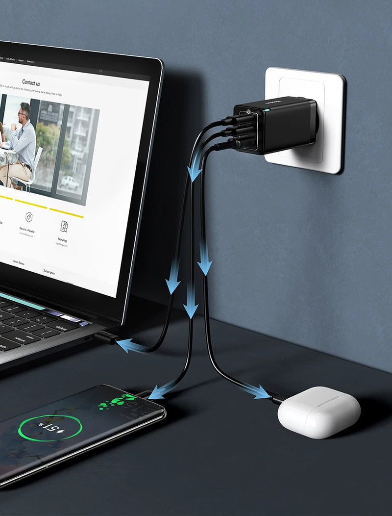 Carregador Portátil Baseus 65W, Carregamento Rápido, 4.0, 3.0, Tipo C, Celular, Notebook - BrasBest
