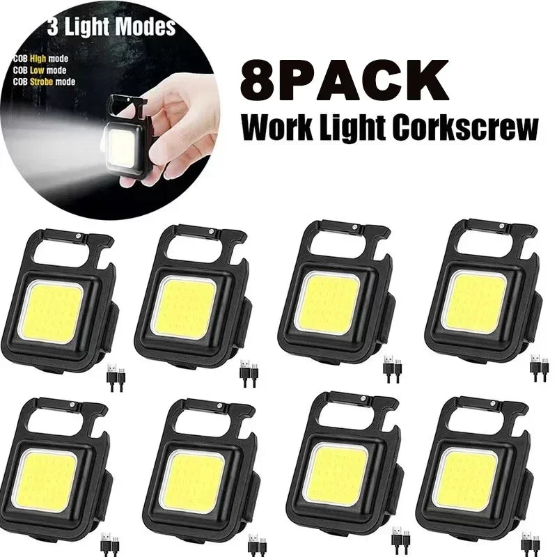 Lanterna portátil USB Luz forte, recarregável LED Chaveiro, Pocket Clip, lanterna, trabalho ao ar livre, caminhadas, pesca, Camping - BrasBest