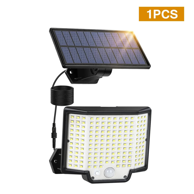 Luz solar impermeável ao ar livre com sensor de movimento, LED, holofote, controle remoto, 3 modos, pátio, garagem, quintal - BrasBest
