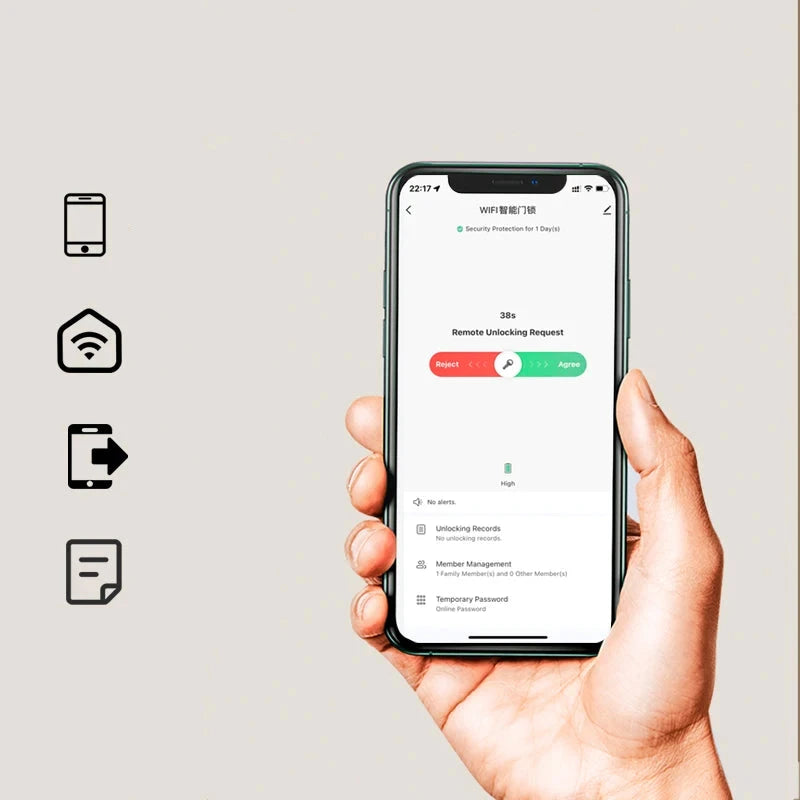 Fechadura Eletrônica Digital wifi com Digital Smart, desbloqueio remoto, Keyles