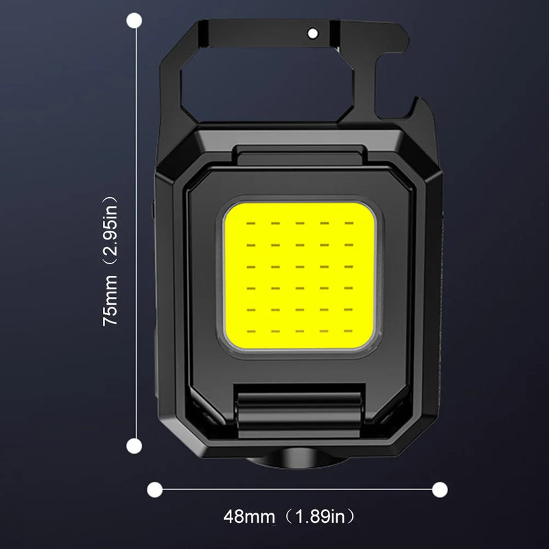 Bolso LED Luz de Trabalho com USB Recarregável, Mini Chaveiro, Lanterna XPE, IPX4 Impermeável, Camping Ao Ar Livre, Caminhadas - BrasBest