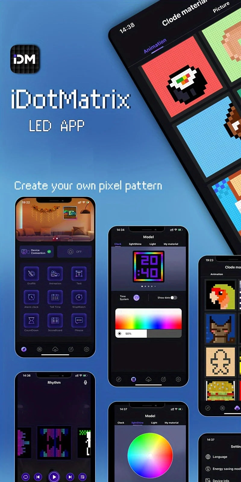 Display LED Pixel Programável: Crie seus próprios padrões de texto e animações com o display LED Pixel programável - BrasBest