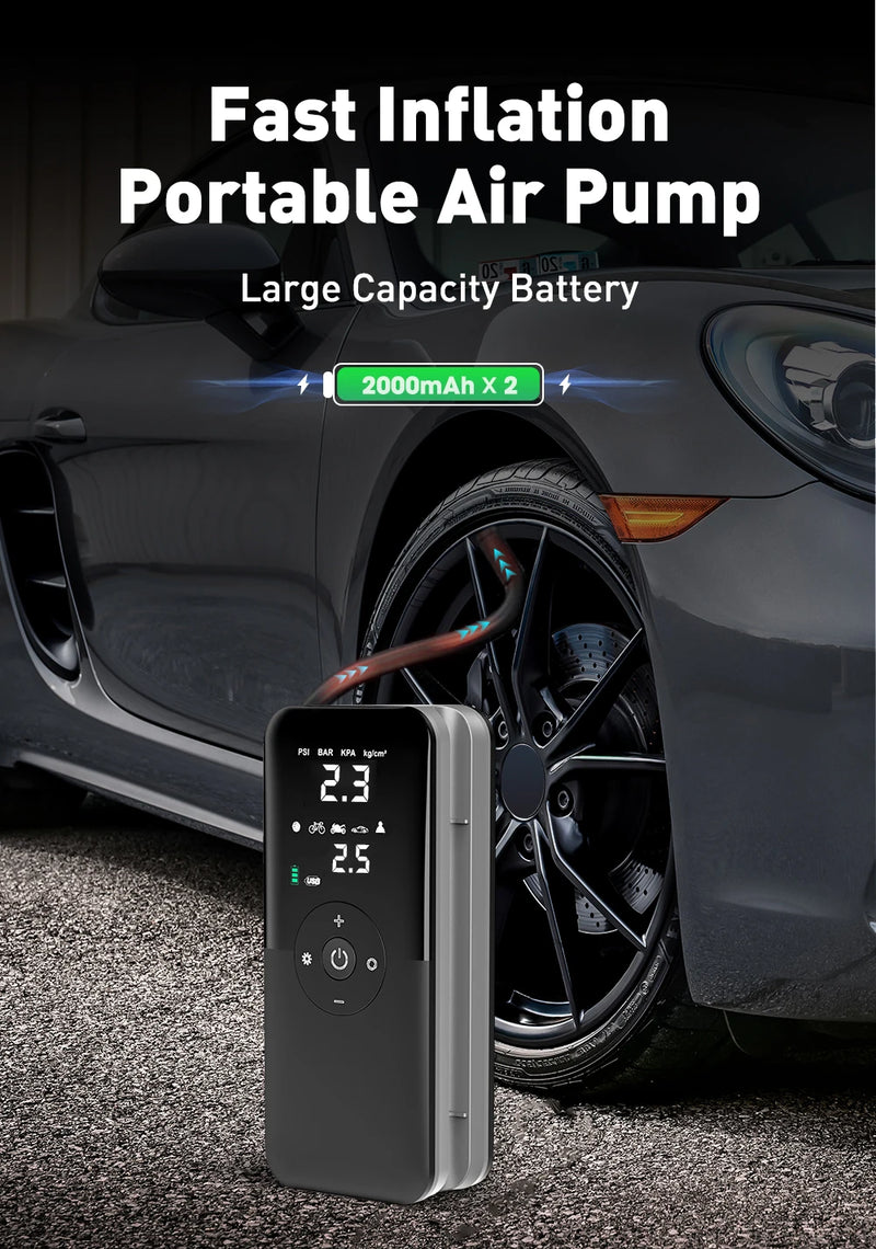 Bomba de ar para pneu de carro, moto, Bicicleta, Inflator de pneu portátil, Mini Compressor Digital. - BrasBest