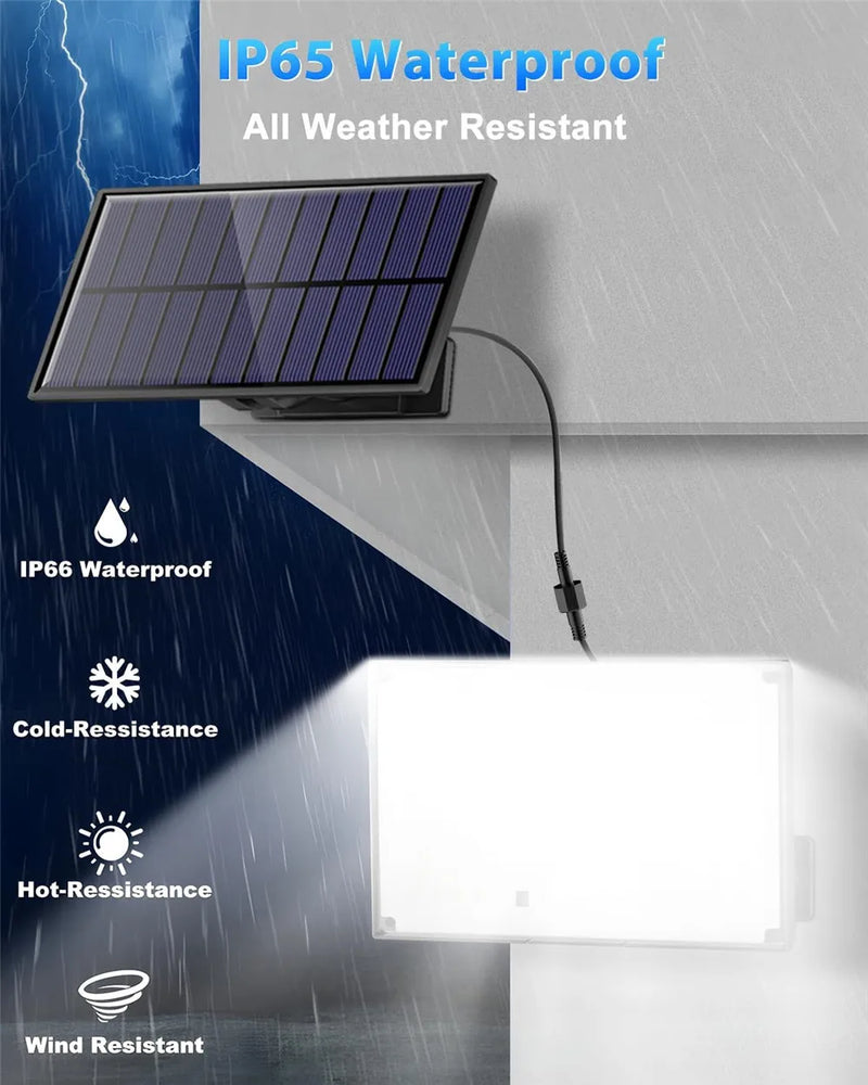 Luz solar impermeável ao ar livre com sensor de movimento, LED, holofote, controle remoto, 3 modos, pátio, garagem, quintal - BrasBest
