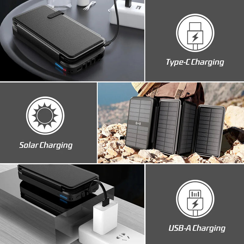 Carregado Solar, Banco De Energia Solar, Carregador Sem Fio, 20W, 43800mAh, PoweBank para iPhone Samsung, Xiaomi