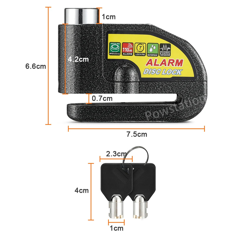 Alarme anti-roubo para Moto Bloqueio de Disco, Cadeado de Roda para Moto - BrasBest