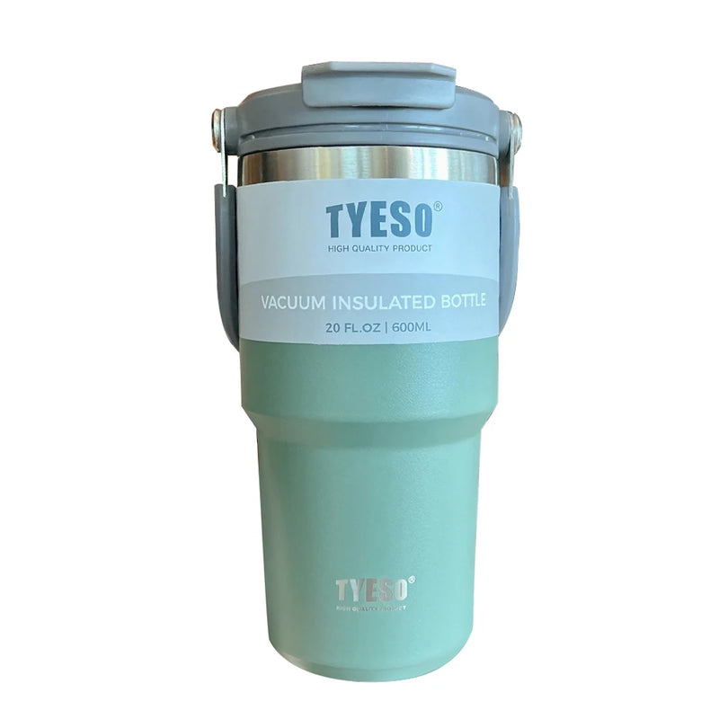 Copo termico Tumbler com Alça Tyeso  e Porta-Copos de Silicone - Caneca de Aço Inoxidável com Isolamento Térmico a Vácuo para Armazenamento a Frio