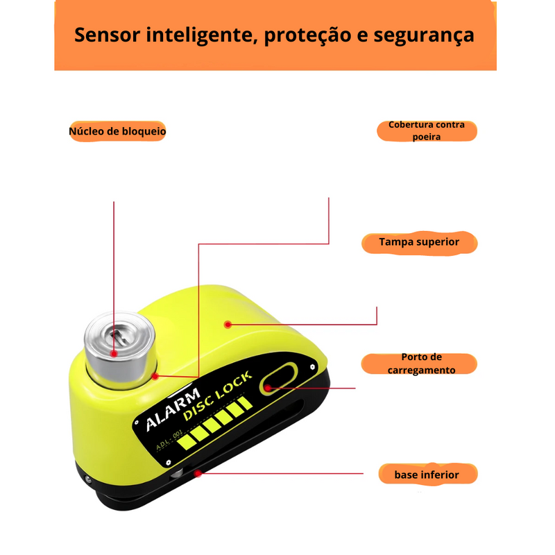 Alarme anti-roubo para Moto Bloqueio de Disco, Cadeado de Roda para Moto - BrasBest