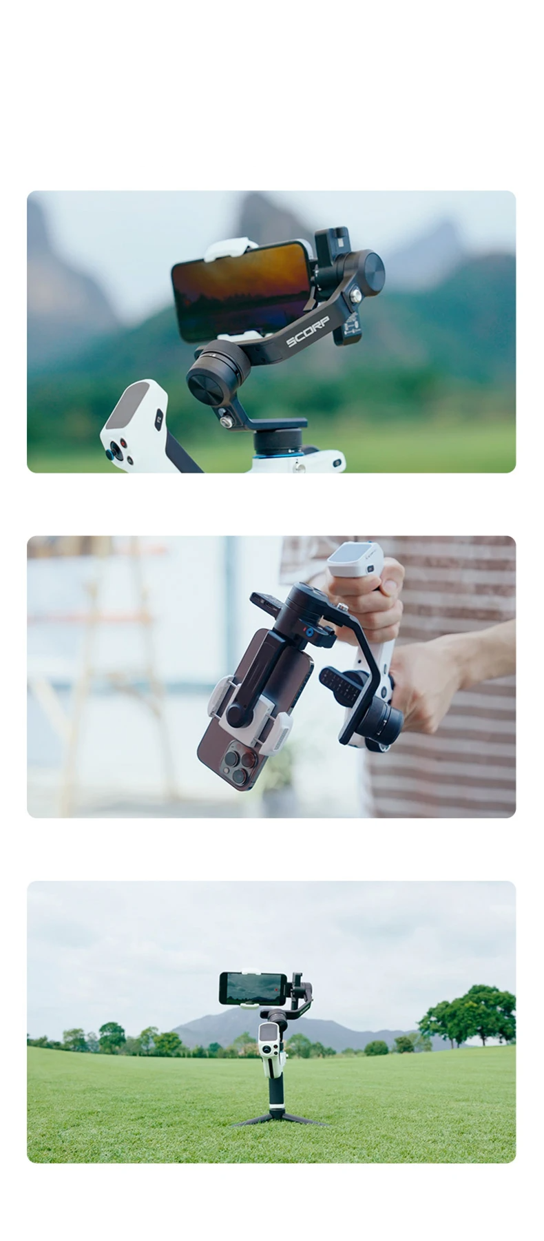 GIMBAL Estabilizador SCORP Mini 2: Estabilização de Três Eixos para Câmeras Profissionais, GoPro11, iPhone e Samsung - Movimentos Suaves e Precisos