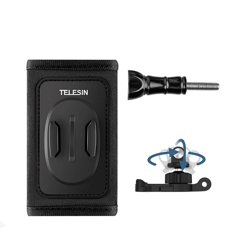 Suporte para Mochila TELESIN, GoPro Rotação Strap Mount, GoPro Hero 12, 11, 10, 9, 8, 7, 6, 5, 4, Insta360, SJCAM, EKEN, DJI, Osmo. - BrasBest