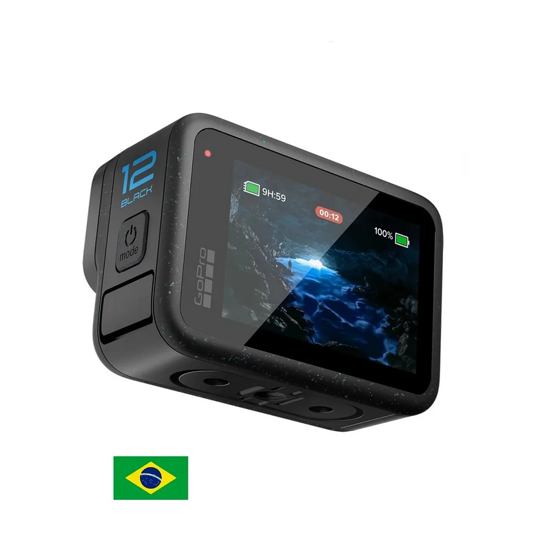 GoPro 12 Câmera de ação, preta, impermeável, 2x Bateria, Tempo de Execução, HyperSmooth 6.0, 5.3K60, 27MP